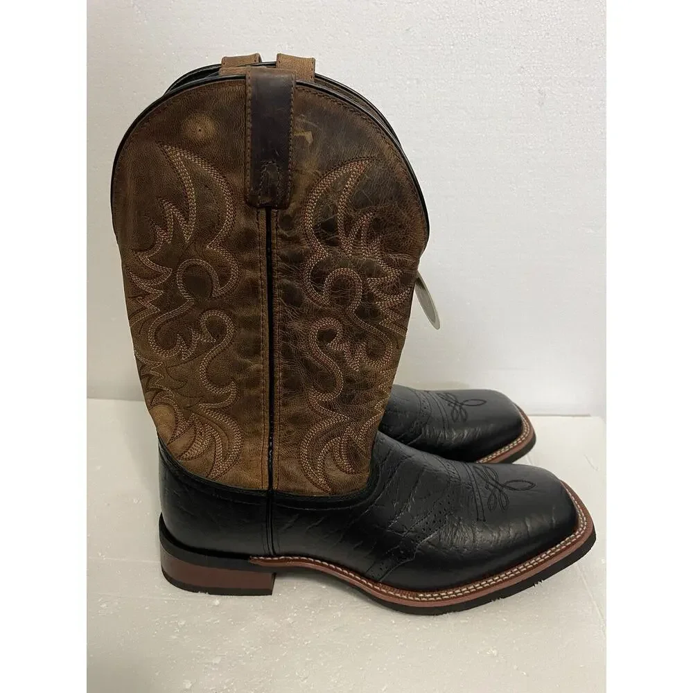 Laredo Topeka Square Toe Cowboy Mens Black, Brown Dress Boots 7824 - Size 12